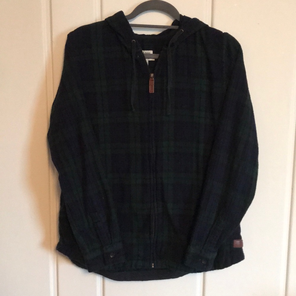 LL Bean zip up hooded flannel